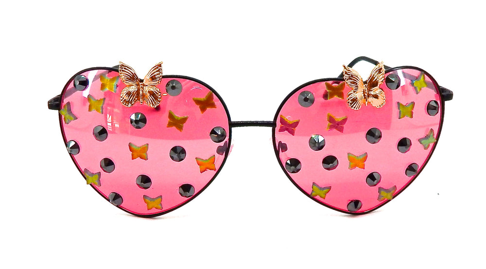 FAIRY REBEL PAINTED LADY ROMANTICA BUTTERFLY JUMBO HEART SUNGLASSSES