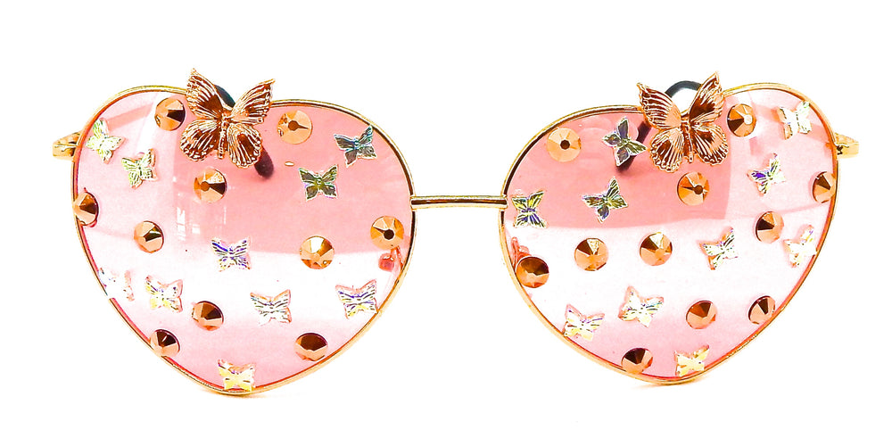 FAIRY REBEL PEACH EMPEROR ROMANTICA BUTTERFLY JUMBO HEART SUNGLASSSES