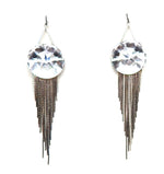 THUNDERBIRD MOONDUST XL ROUND SILVER FRINGE EARRINGS