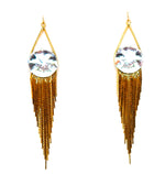 THUNDERBIRD MOONDUST ROUND GOLD FRINGE EARRINGS