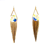 THUNDERBIRD OPAL ROUND GOLD FRINGE EARRINGS