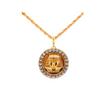 EGYPTIAN GOLD KING TUT MOONDUST RHINESTONE MEDALLION NECKLACE