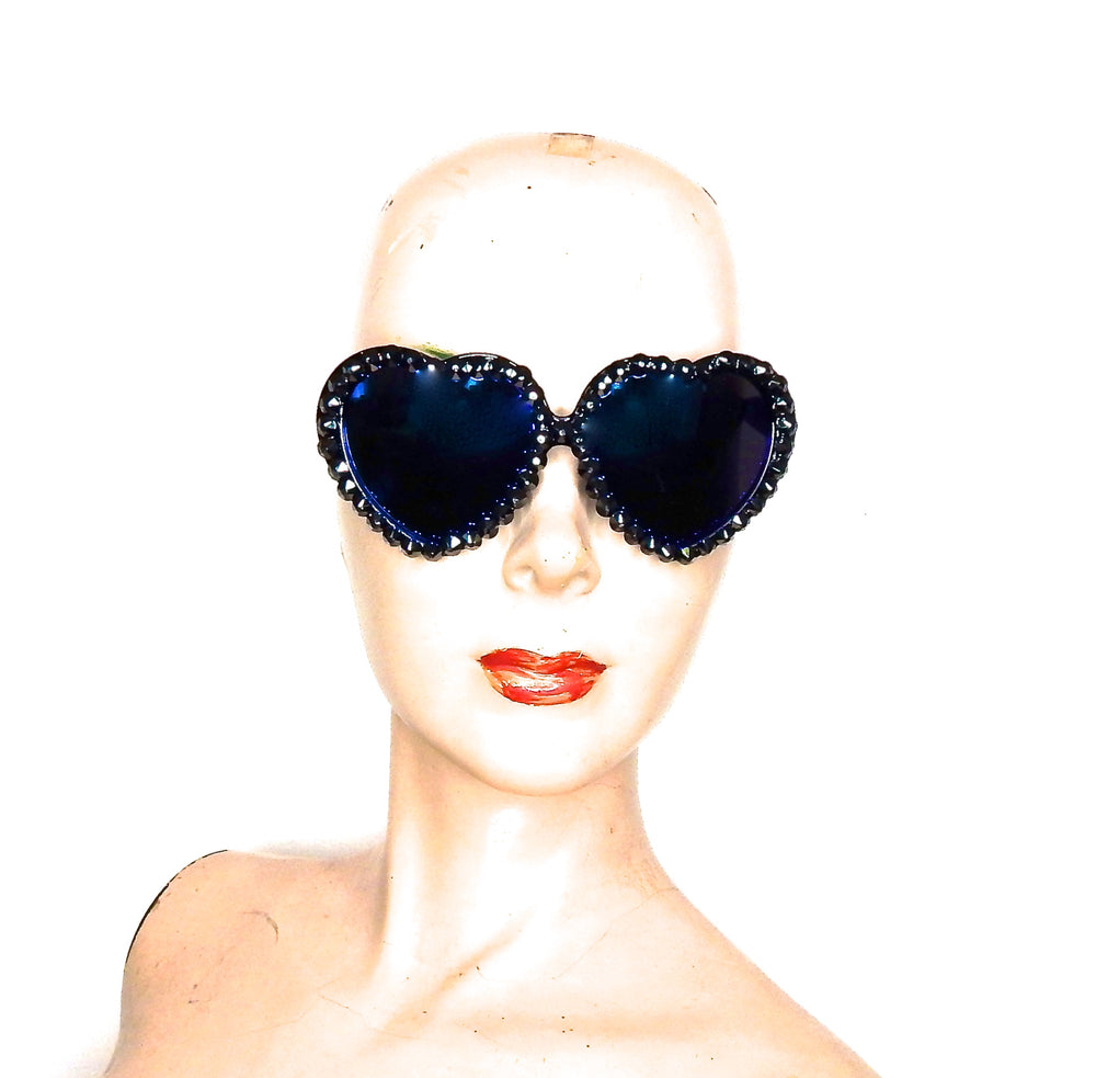 LOLITA BLACK TOP ACID RHINESTONE HEART SUNGLASSES