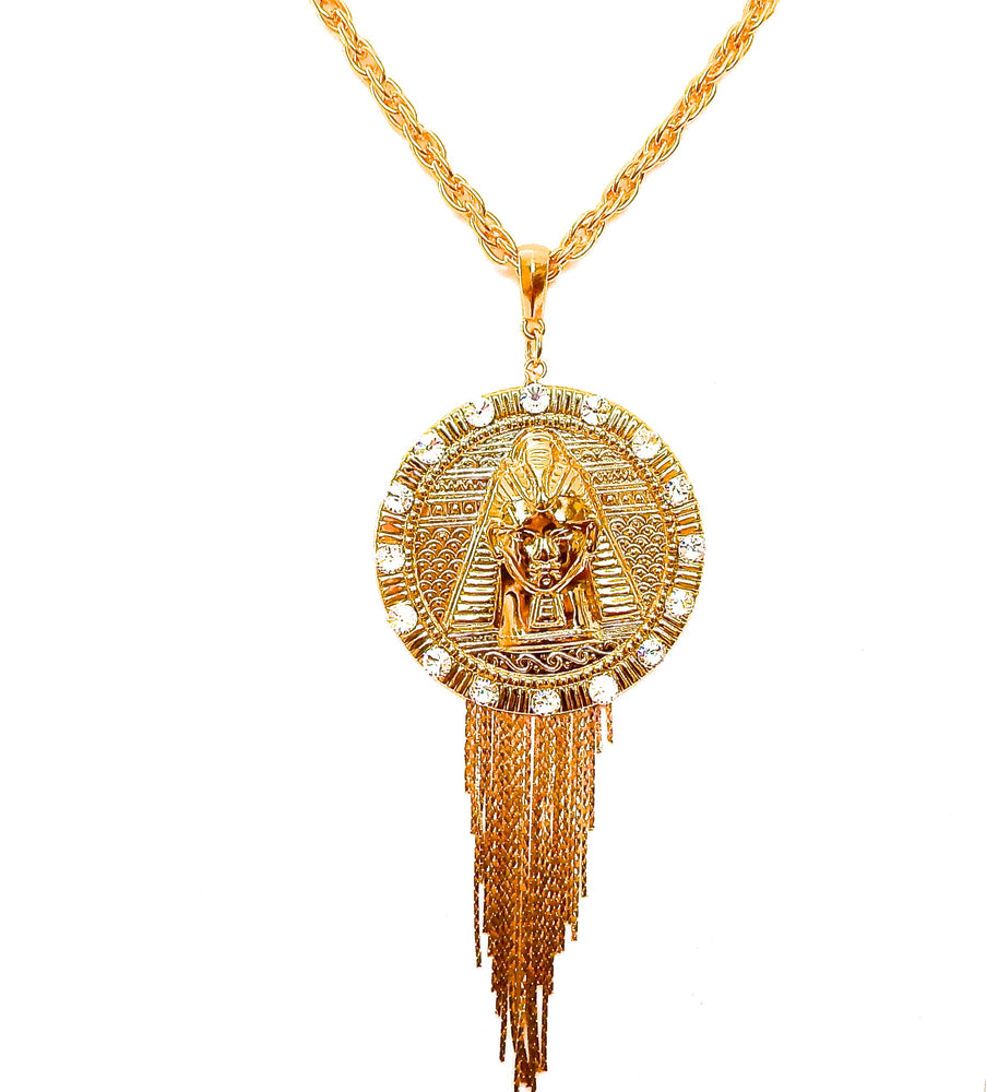 EGYPTIAN GOLD TUTANKHAMUN MOONDUST FRINGE NECKLACE