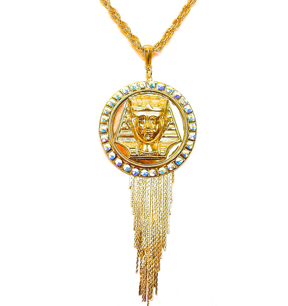 EGYPTIAN GOLD KING TUT OPAL FRINGE NECKLACE