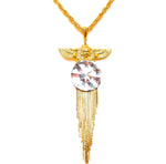 EGYPTIAN GOLD ISIS GODDESS MOONDUST FRINGE NECKLACE