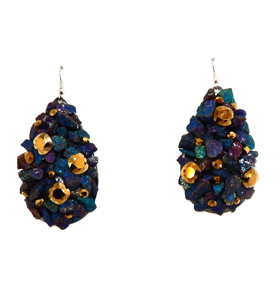 GILDED PEACOCK DROP EARRINGS