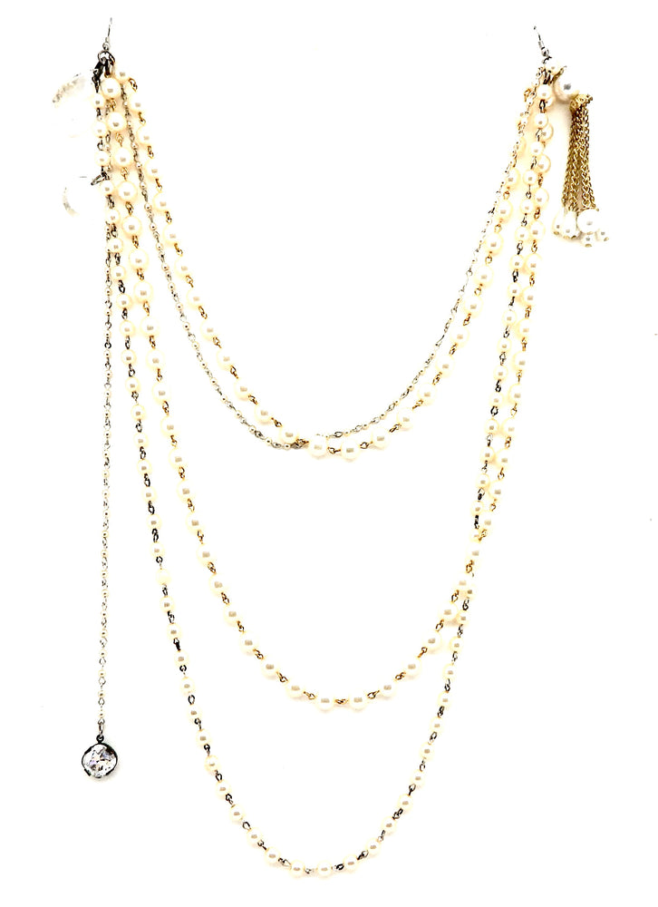 CHIN STRAP PEARL EARRING