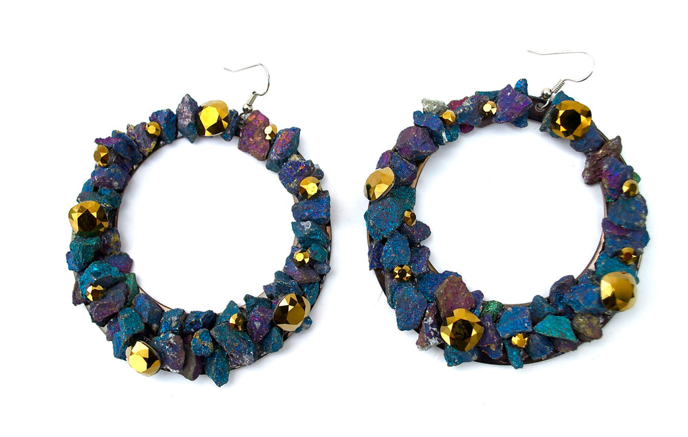 GILDED PEACOCK HOOP EARRINGS