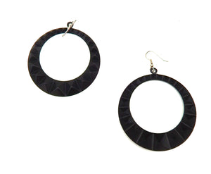 STUD HOOP FLAT BLACK EARRINGS
