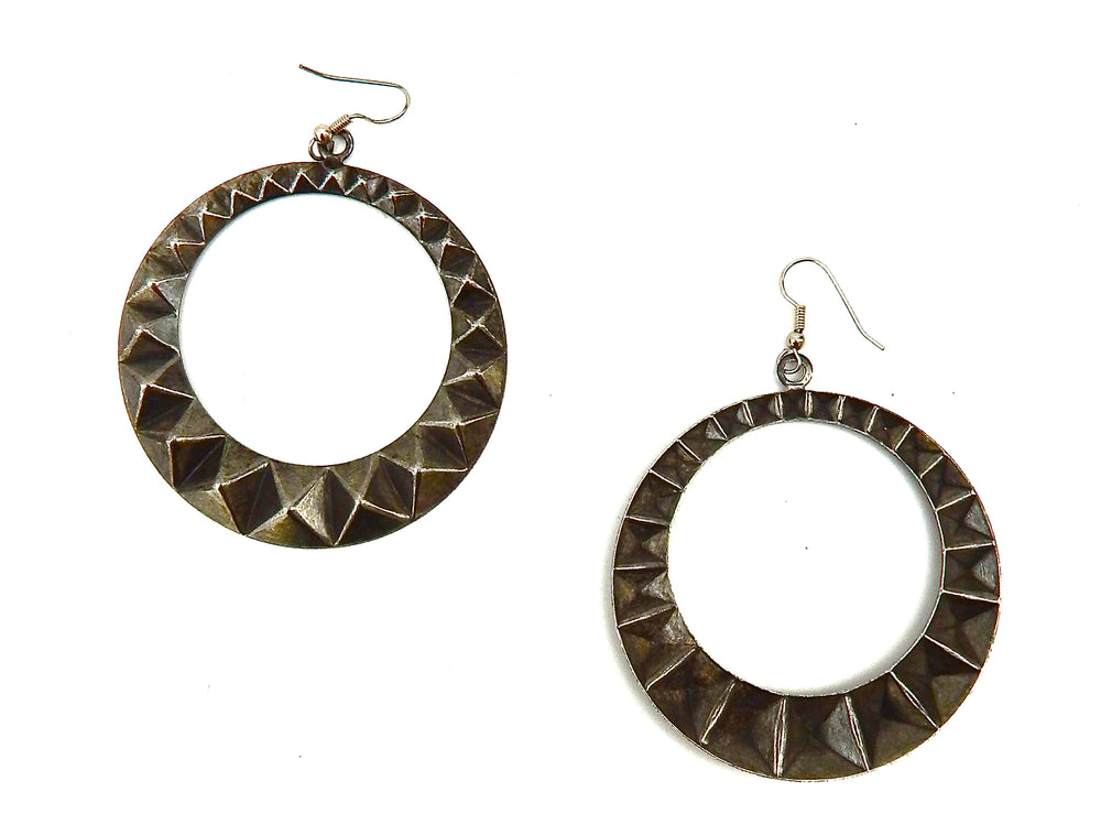 STUD HOOP DIRTY SILVER EARRINGS