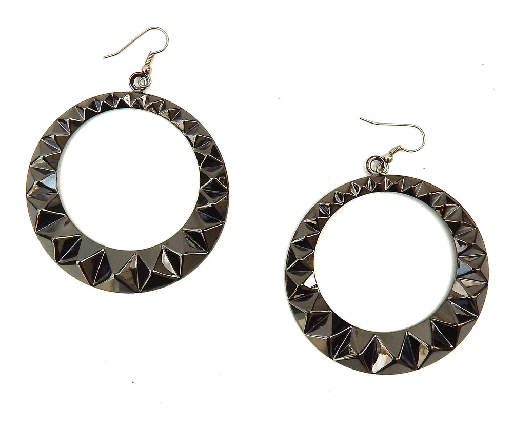 STUD HOOP GUN METAL EARRINGS