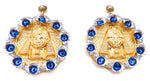 EGYPTIAN GOLD EYE OF GOD MEDALLION EARRINGS