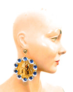 EGYPTIAN GOLD EYE OF GOD MEDALLION EARRINGS