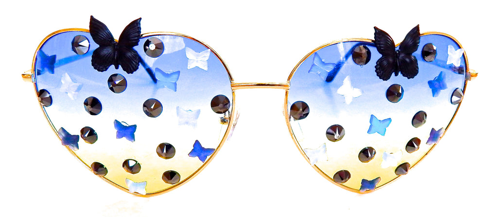 FAIRY REBEL CALIFORNIA SISTER RAVEN BUTTERFLY JUMBO HEART SUNGLASSSES