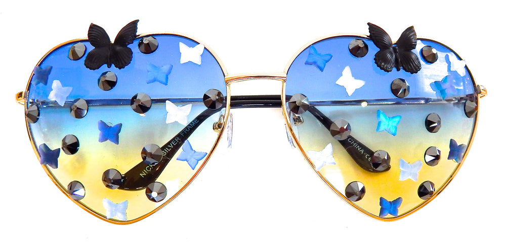 FAIRY REBEL CALIFORNIA SISTER RAVEN BUTTERFLY JUMBO HEART SUNGLASSSES