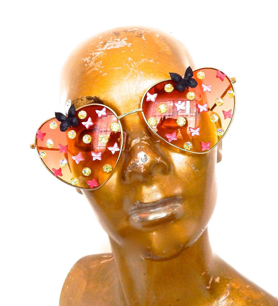 FAIRY REBEL MONARCH RAVEN BUTTERFLY JUMBO HEART SUNGLASSSES