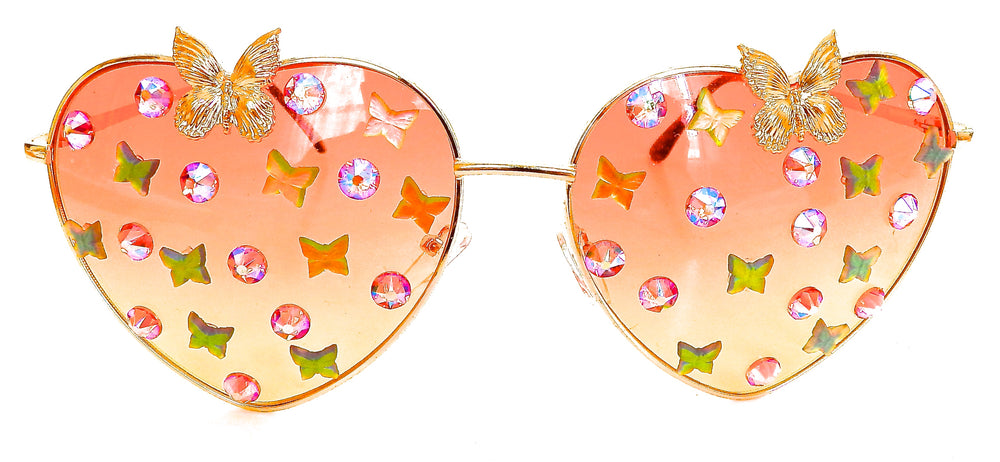 FAIRY REBEL MONARCH GILT BUTTERFLY JUMBO HEART SUNGLASSSES
