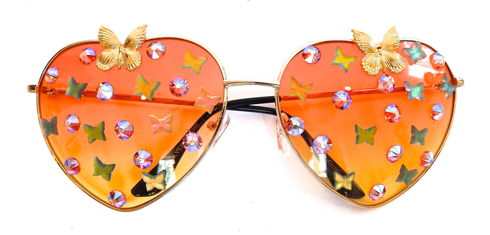 FAIRY REBEL MONARCH GILT BUTTERFLY JUMBO HEART SUNGLASSSES