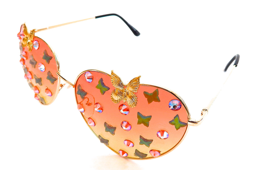 FAIRY REBEL MONARCH GILT BUTTERFLY JUMBO HEART SUNGLASSSES