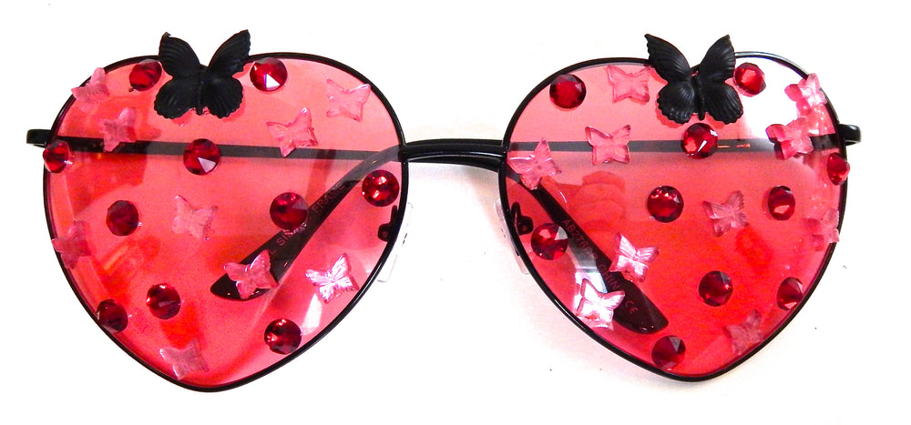 FAIRY REBEL PAINTED LADY RAVEN BUTTERFLY JUMBO HEART SUNGLASSSES