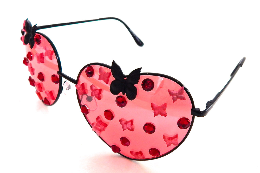 FAIRY REBEL PAINTED LADY RAVEN BUTTERFLY JUMBO HEART SUNGLASSSES