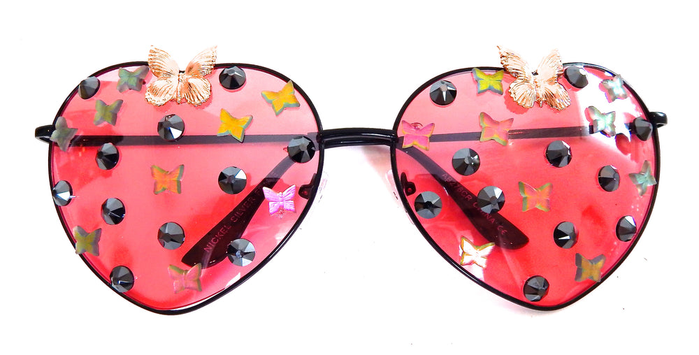 FAIRY REBEL PAINTED LADY ROMANTICA BUTTERFLY JUMBO HEART SUNGLASSSES