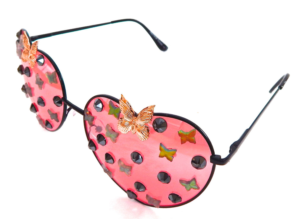 FAIRY REBEL PAINTED LADY ROMANTICA BUTTERFLY JUMBO HEART SUNGLASSSES