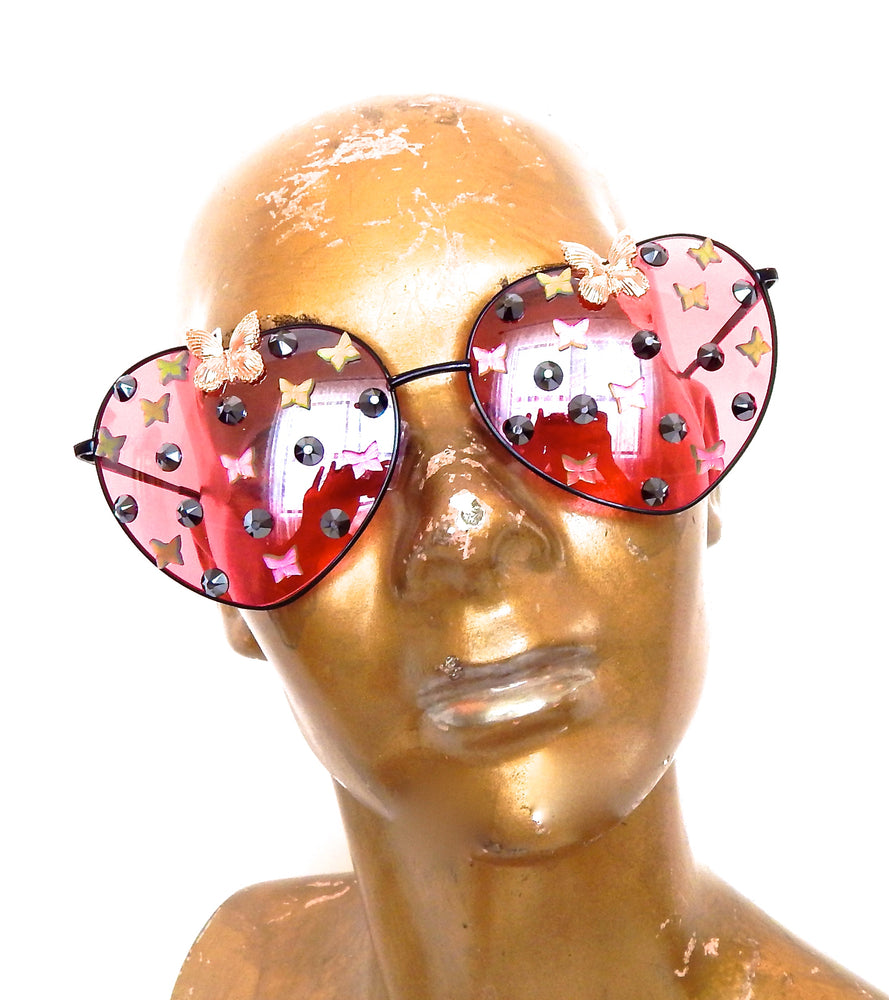 FAIRY REBEL PAINTED LADY ROMANTICA BUTTERFLY JUMBO HEART SUNGLASSSES