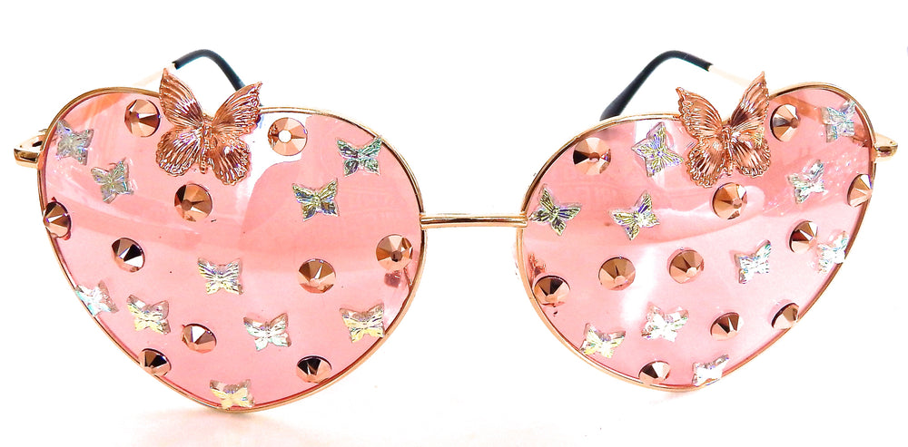FAIRY REBEL PEACH EMPEROR ROMANTICA BUTTERFLY JUMBO HEART SUNGLASSSES