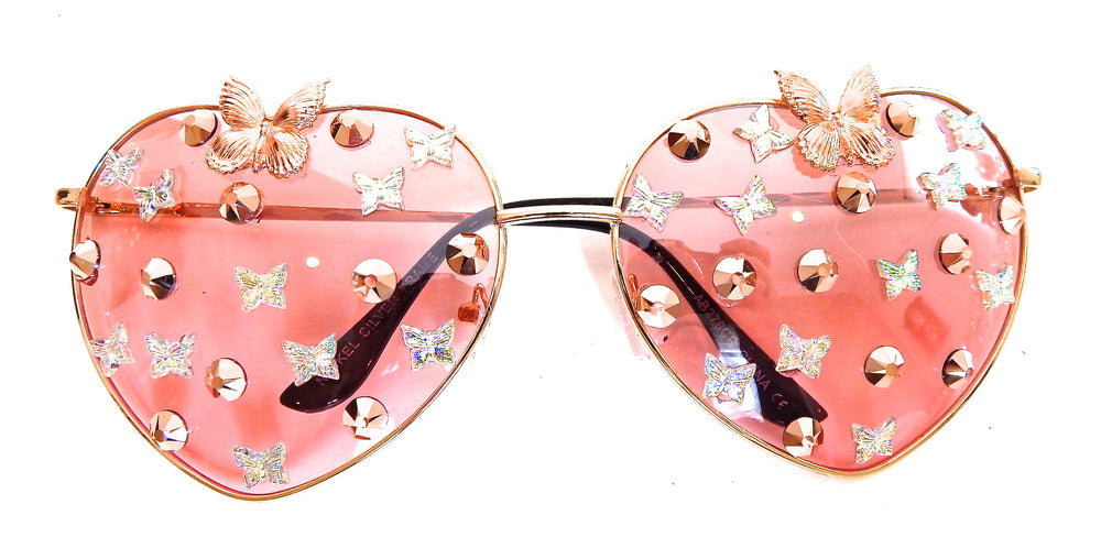 FAIRY REBEL PEACH EMPEROR ROMANTICA BUTTERFLY JUMBO HEART SUNGLASSSES