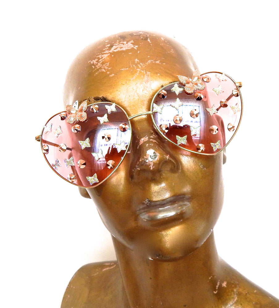 FAIRY REBEL PEACH EMPEROR ROMANTICA BUTTERFLY JUMBO HEART SUNGLASSSES