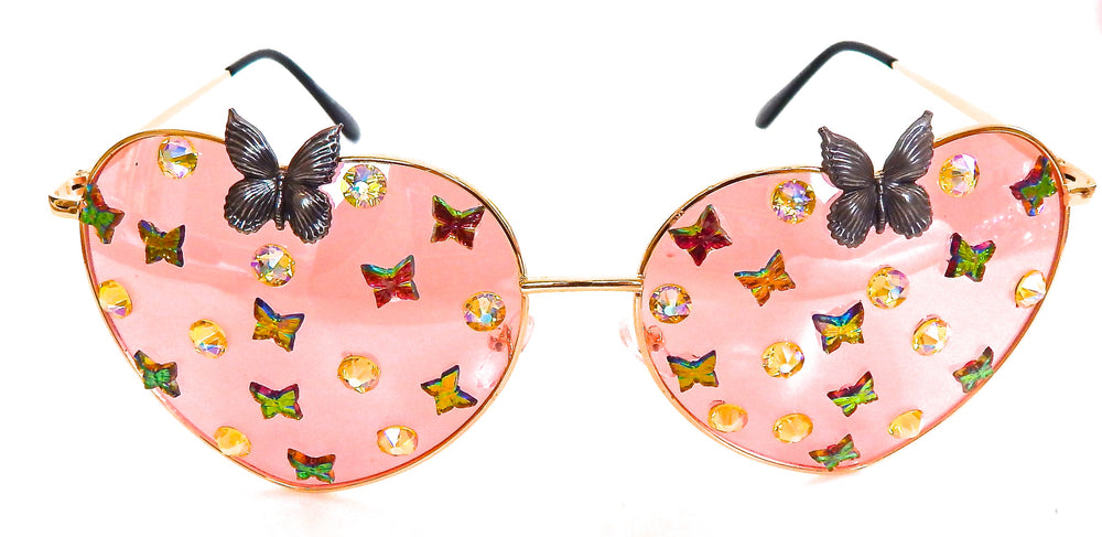 FAIRY REBEL PEACH EMPEROR RANSOM BUTTERFLY JUMBO HEART SUNGLASSSES