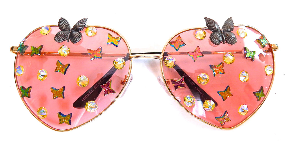 FAIRY REBEL PEACH EMPEROR RANSOM BUTTERFLY JUMBO HEART SUNGLASSSES
