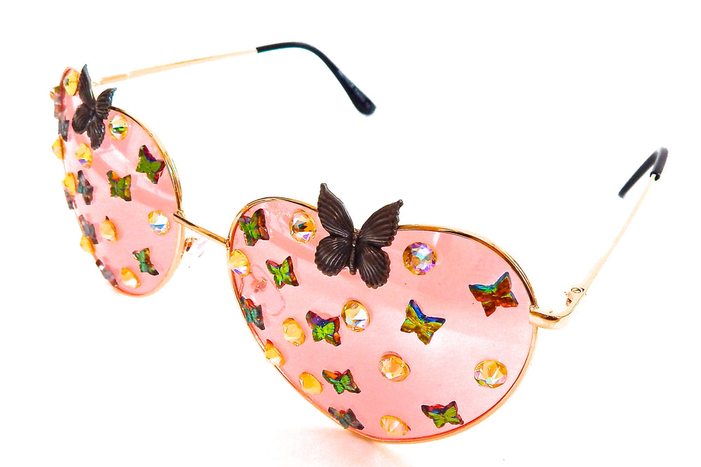FAIRY REBEL PEACH EMPEROR RANSOM BUTTERFLY JUMBO HEART SUNGLASSSES