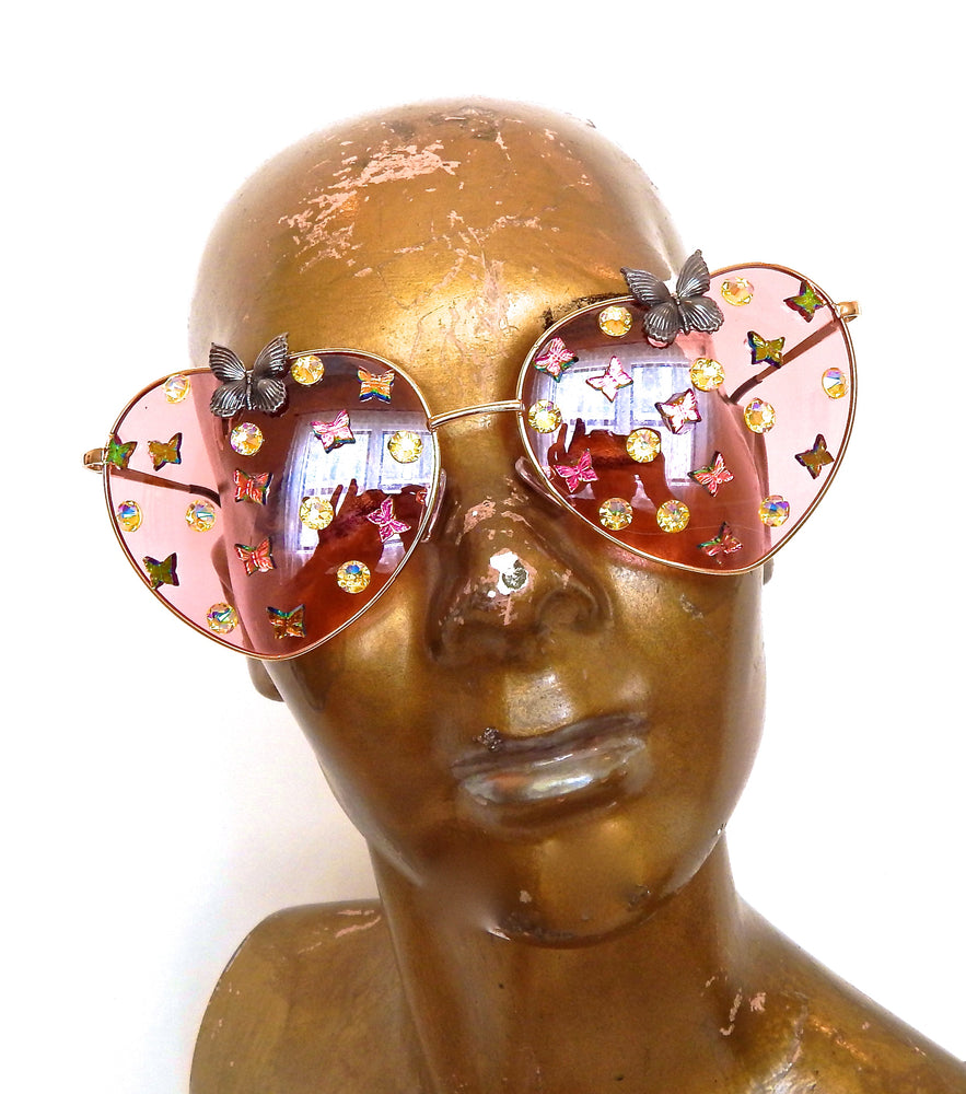 FAIRY REBEL PEACH EMPEROR RANSOM BUTTERFLY JUMBO HEART SUNGLASSSES