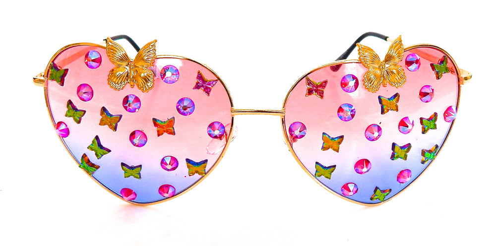 FAIRY REBEL PEACOCK SWALLOWTAIL GILT BUTTERFLY JUMBO HEART SUNGLASSSES