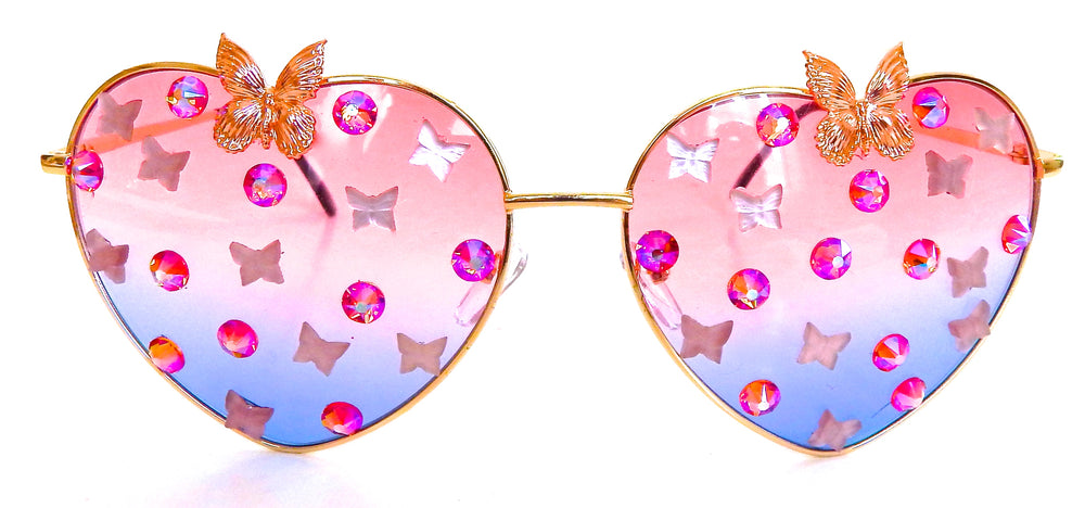 FAIRY REBEL PEACOCK SWALLOWTAIL ROMANTICA BUTTERFLY JUMBO HEART SUNGLASSSES