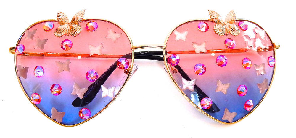 FAIRY REBEL PEACOCK SWALLOWTAIL ROMANTICA BUTTERFLY JUMBO HEART SUNGLASSSES