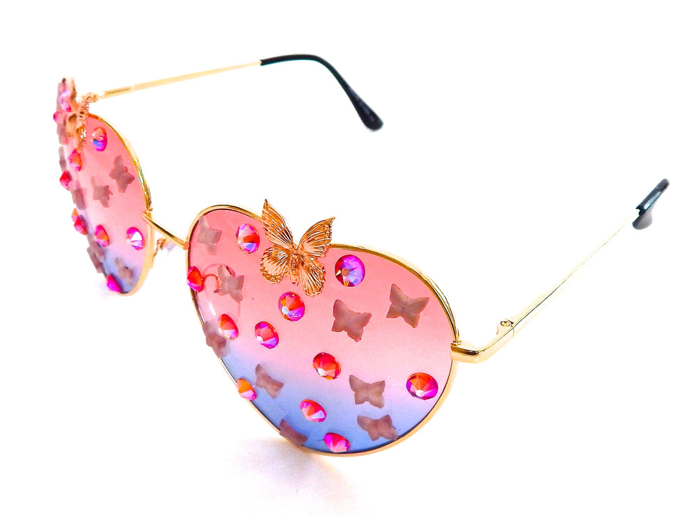 FAIRY REBEL PEACOCK SWALLOWTAIL ROMANTICA BUTTERFLY JUMBO HEART SUNGLASSSES