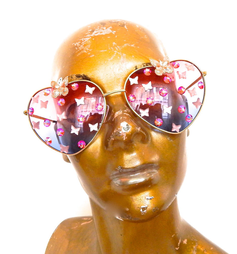 FAIRY REBEL PEACOCK SWALLOWTAIL ROMANTICA BUTTERFLY JUMBO HEART SUNGLASSSES