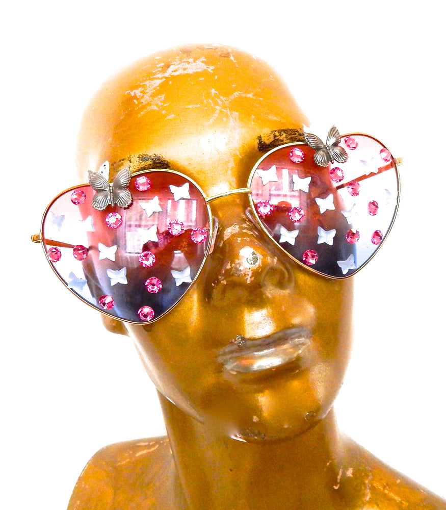 FAIRY REBEL PEACOCK SWALLOWTAIL RANSOM BUTTERFLY JUMBO HEART SUNGLASSSES
