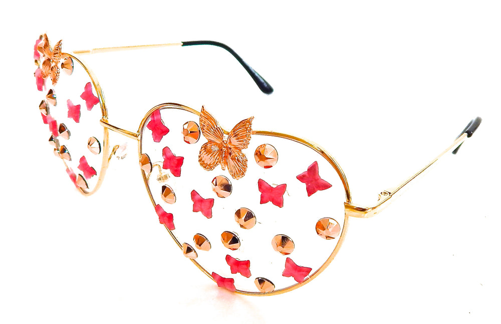 FAIRY REBEL WHITE MORPHO ROMANTICA BUTTERFLY JUMBO HEART SUNGLASSSES