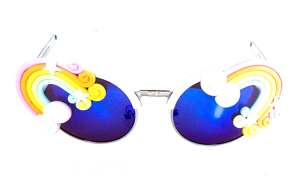 FANTASIA PASTEL RAINBOW ACID COCO WHITE GLASSES