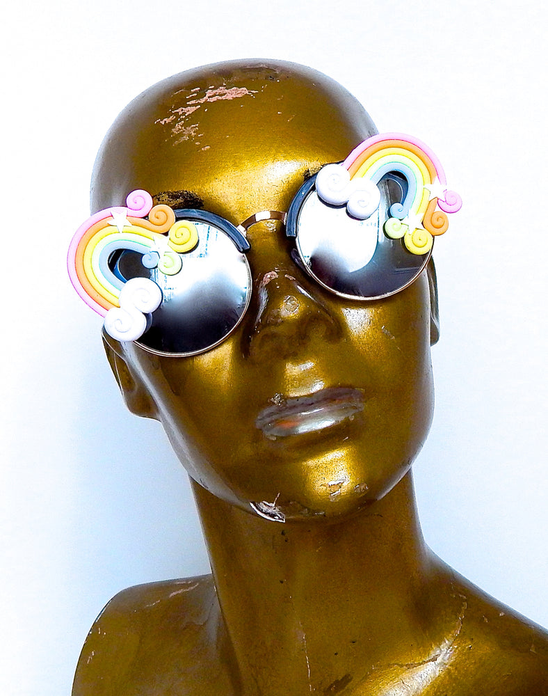 FANTASIA PASTEL RAINBOW ACID COCO SILVER GLASSES