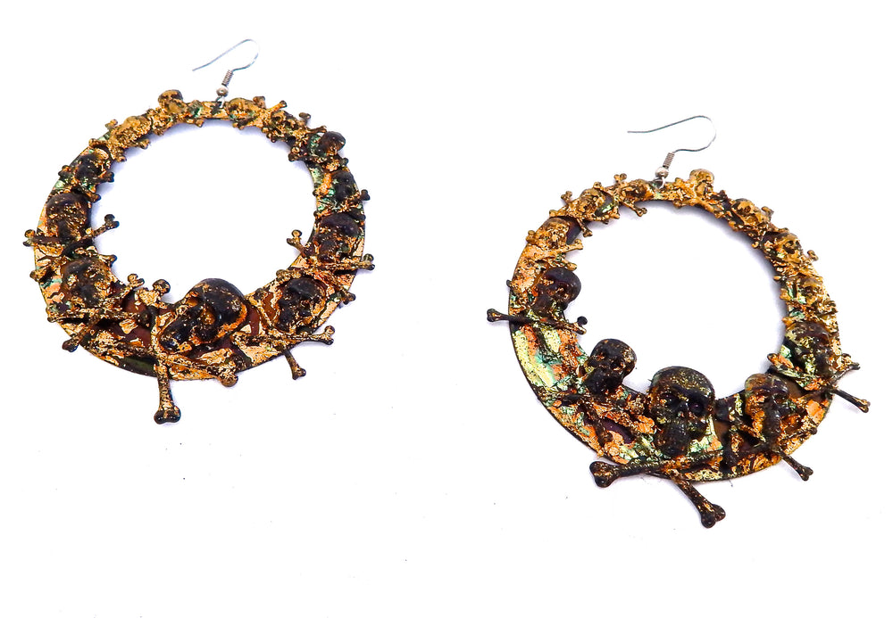 GOLDEN EYE SKULL HOOP EARRINGS