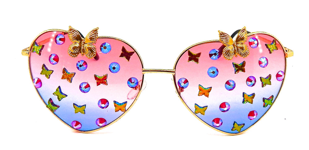 FAIRY REBEL PEACOCK SWALLOWTAIL GILT BUTTERFLY JUMBO HEART SUNGLASSSES