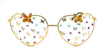 FAIRY REBEL WHITE MORPHO GILT BUTTERFLY JUMBO HEART SUNGLASSSES