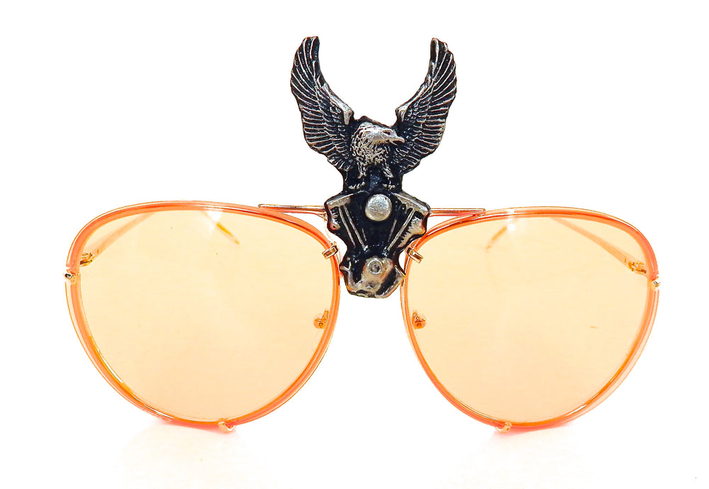 HARLEY SILVER EAGLE YELLOW AVIATOR GLASSES