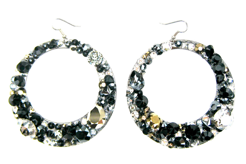 BLACK CAVIAR HOOP EARRINGS